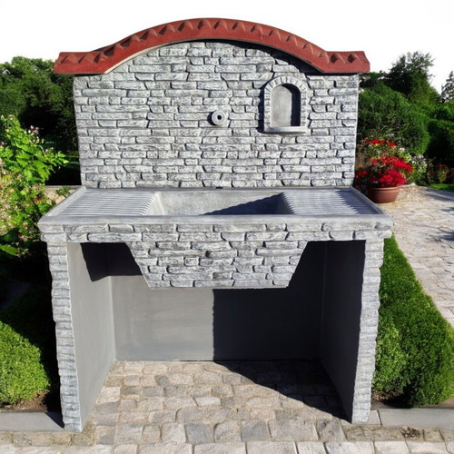 Garden fountain Elena outdoor gray and white sink