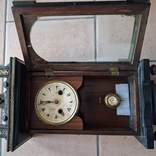 RA Antique Wall Pendulum Clock used, wooden with gold decorations