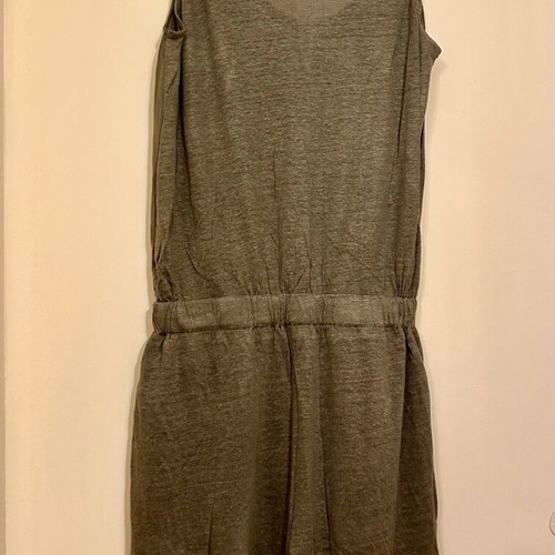 Stefanel dress used, XS, grey-olive, linen and silk