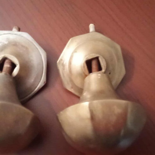 Brass door knobs used, vintage 1960 set of 2 for exterior door