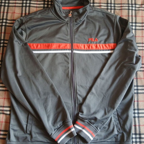 Fila men's track jacket like new, gray with orange details, XL