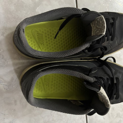 Nike Court Royale sneakers used, black with grey Swoosh and neon insole
