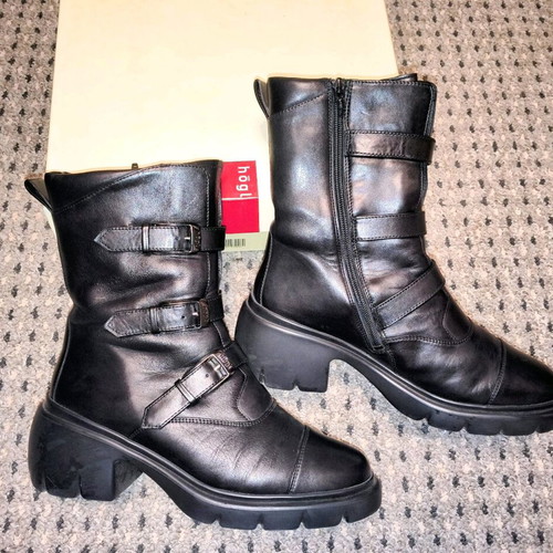 Högl leather biker boots, size 40, black