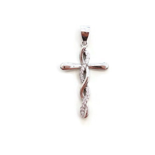 Silver cross new 925° with white zircons