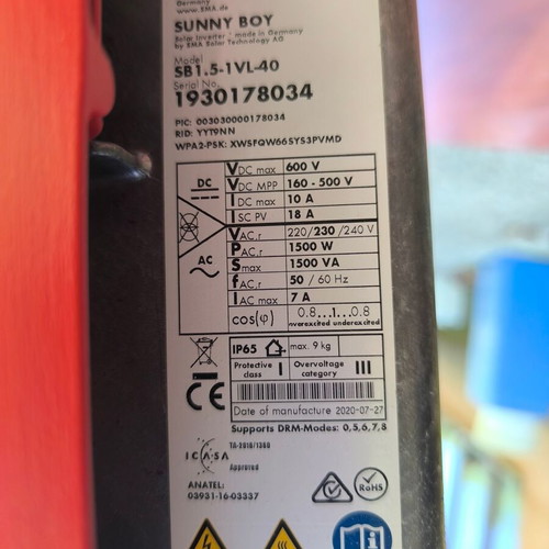 Solar panels and SMA inverter 1500W like new with accessories