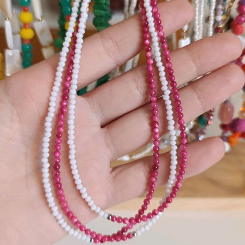 Two-tone necklace new with crystals and mother of pearl