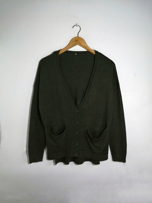 Knitted cardigan used, green, size S/M