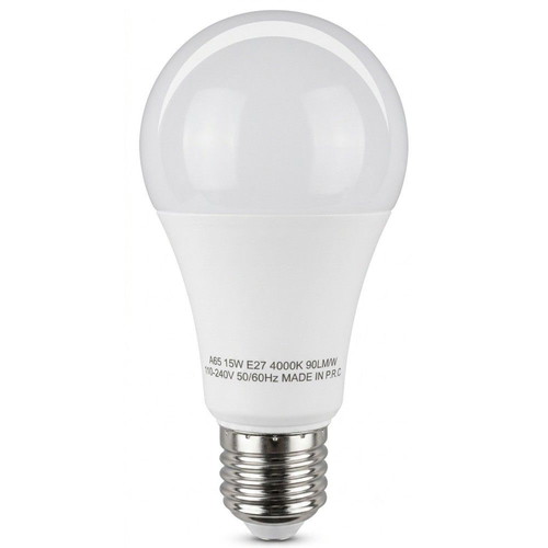 Set of 6 LED Bulbs A65 15W E27 4000K Cool White – 1300lm A+ Energy Saving!