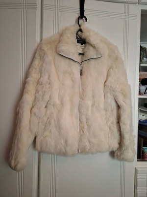 Lynne white genuine rabbit fur coat like new