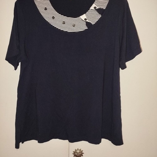 Short-sleeve blouse navy blue like new