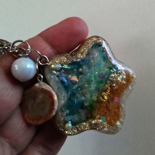 Handmade Ocean Shaker Pendant new, blue