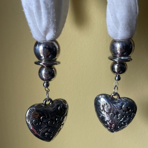 Cotton scarf like new with decorative silver hearts