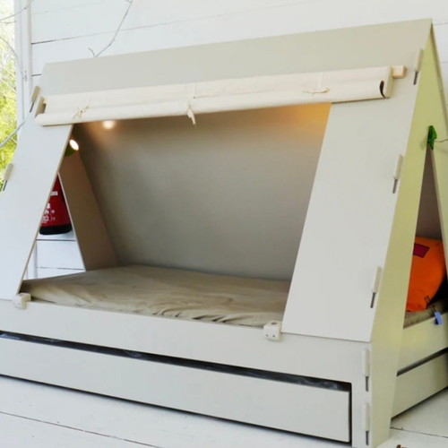 Tent Bed children's bed by Mathy by Bols, grey pine wood