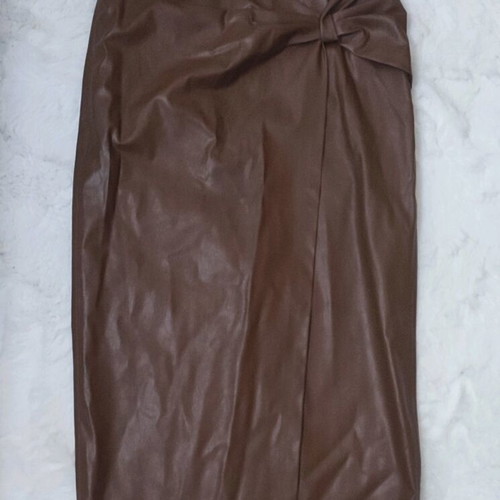 Zara brown leatherette skirt new, size S