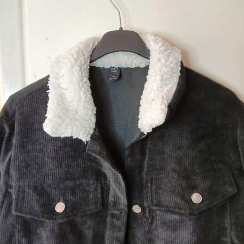 Corduroy jacket Shein Frenchy Plus new, black, Borg collar
