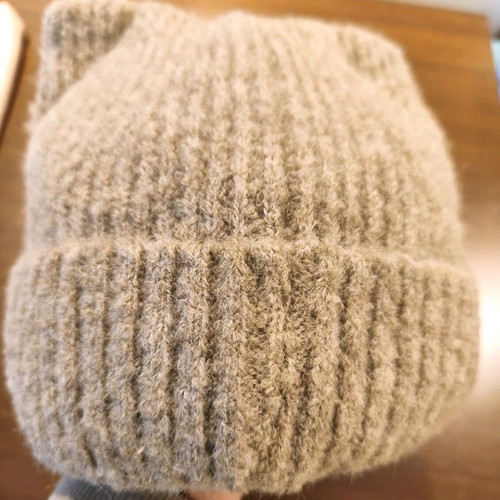 Knitted cat ears hat new, one size, beige