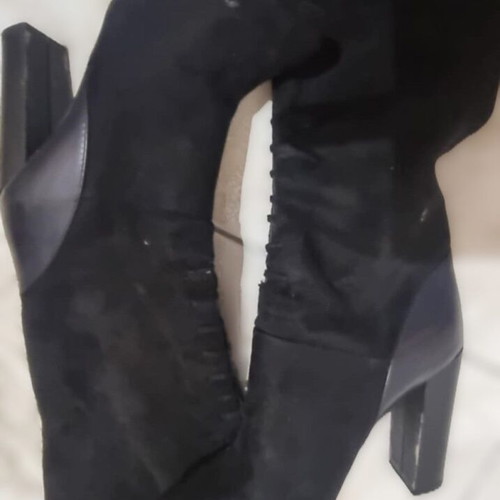 Black boots suede and genuine leather combination size 40 like new