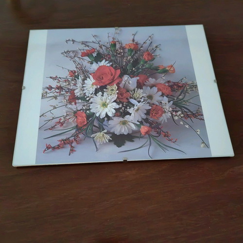 Glass frame with flower poster like new