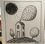 House mini hand-drawn sketch on Bristol paper 250gr, new