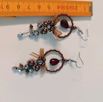 Boho hanging brown earrings like new with beads