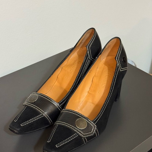 Tod’s pumps used, leather, size 38, black block heel