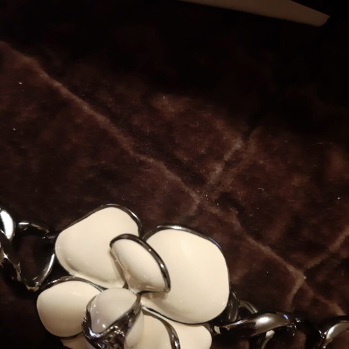 Chanel blackened metal bracelet with large camellia flower like new
