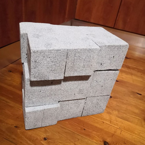 Wooden stool cubes new, matte gray stone texture