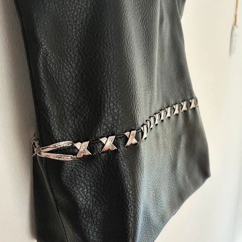 Black shoulder bag tote style like new with inner pockets and silver handle detail