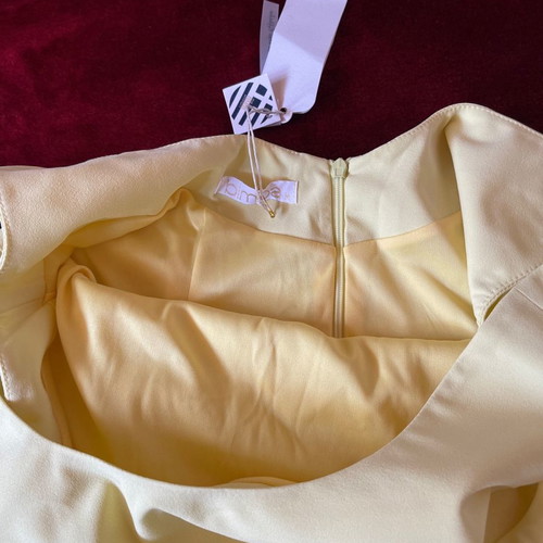 Women's long crepe dress bimba yellow size Medium new