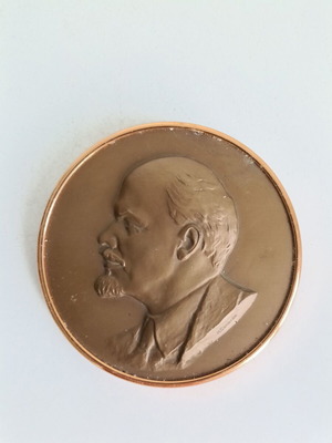 Bronze commemorative bas-relief with Lenin portrait, signed by N. Sokolov