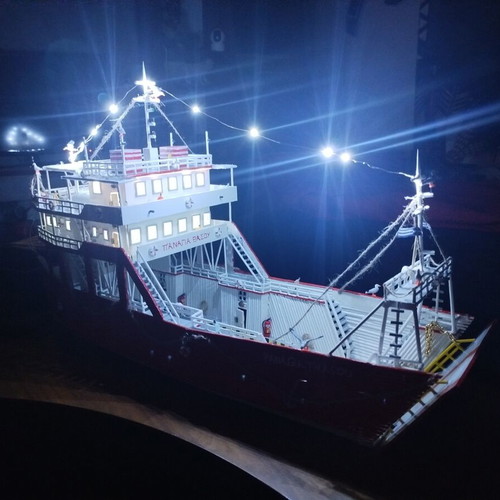 Handmade ferry boat miniature Panagia Thassou