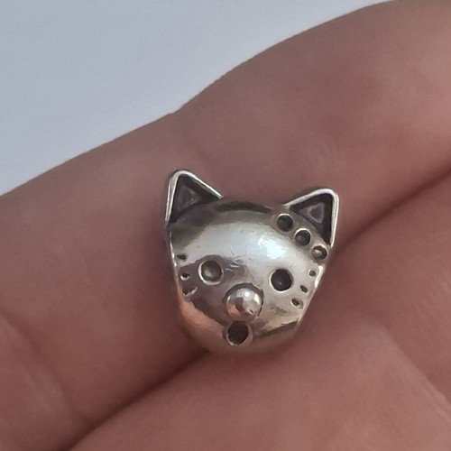 Charm for bracelets cat head silver, like new