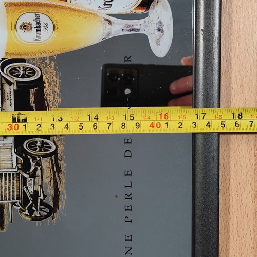 Krombacher beer promotional hanging mirror in wooden frame like new