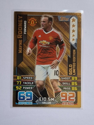 Topps Match Attax Premier League 2015-16 Wayne Rooney Gold Limited Edition