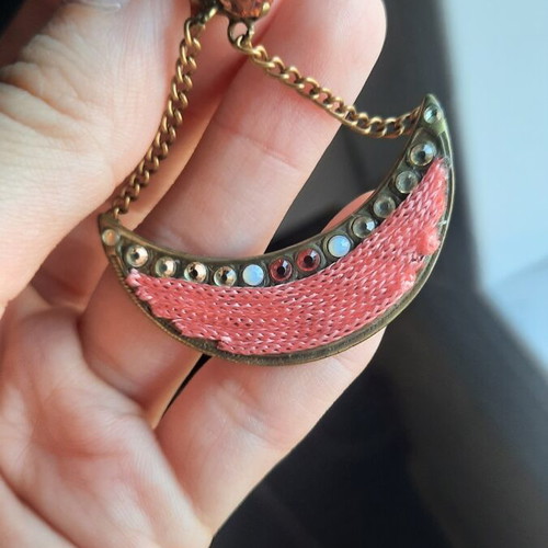 Boho earrings in bronze pink tone new, handmade, vintage style