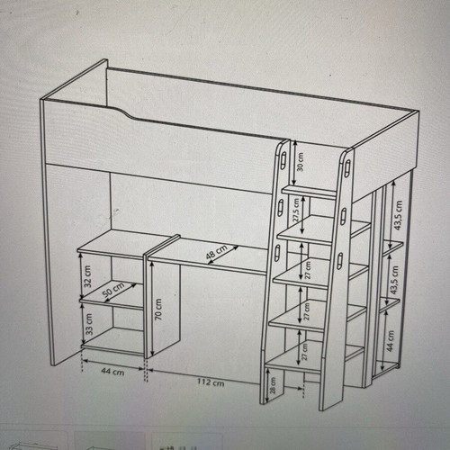 Multifunctional Loft Bed with Desk, Cabinets and Shelves like new