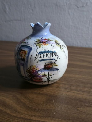 Handmade ceramic pomegranate with Corfu design like new