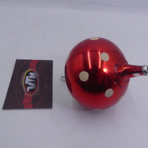 Vintage Red Glass Mushroom Christmas Ornament polka dot, used