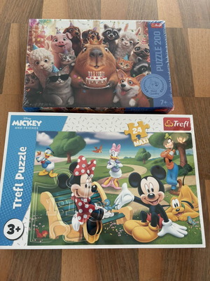 Trefl puzzle set new with Mickey Mouse and animal themes