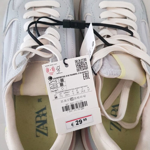 Zara sport shoes new, size 38, white and turquoise