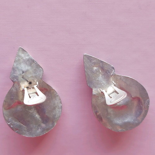 Women's earrings used, elegant silver (1000) vintage clip-on