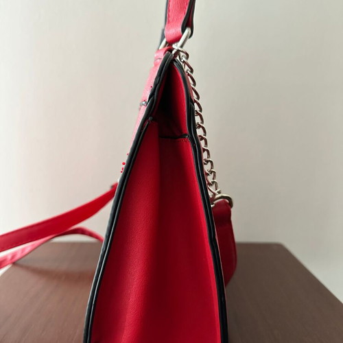 Stradivarius Red Handbag New with Silver Details