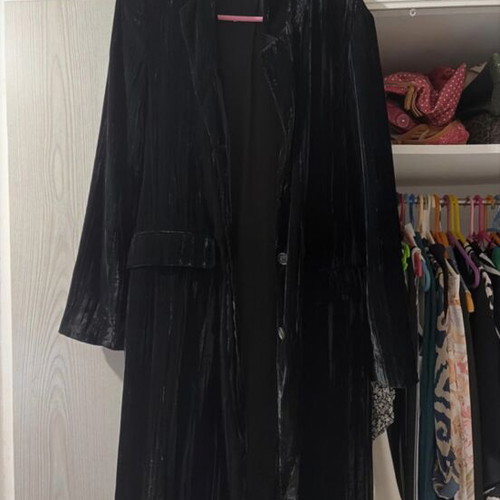 Zara long velvet kimono coat, black, size S
