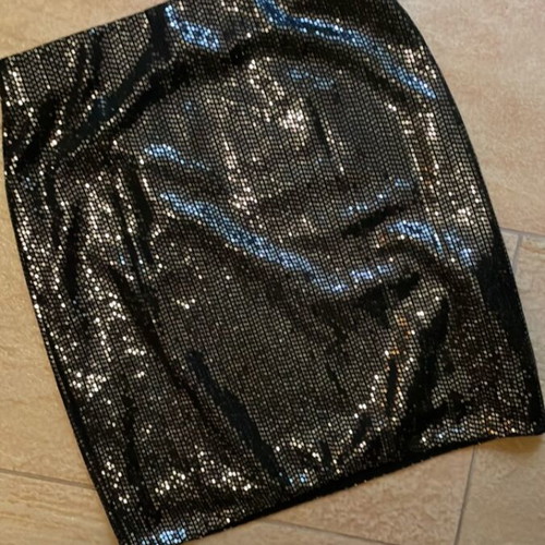 Skirt refurbished black with silver sequins, medium size