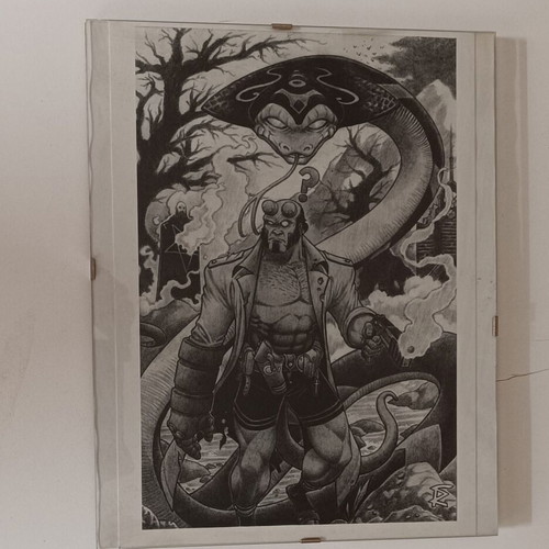 Hellboy 3 framed print used with glass and wooden backing