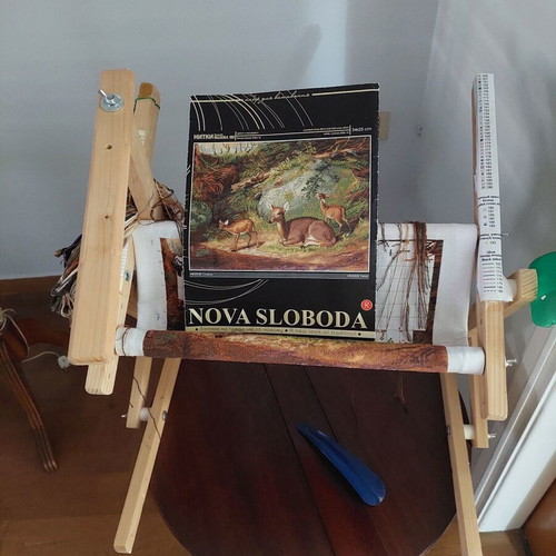 Wooden embroidery stand with Nova Sloboda embroidery kit gift