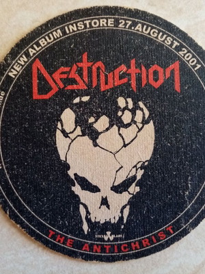Destruction The Antichrist Grave Digger 2001 promotional beer mat
