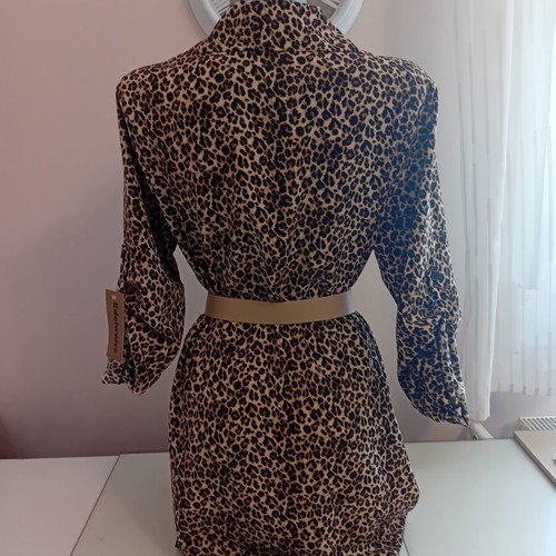 Women's shirt dress, beige and brown, new with tag