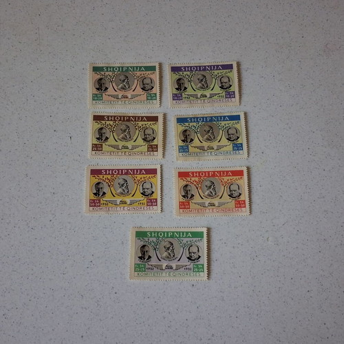 Albanian stamps 1952 set of 7, Roosevelt Churchill Skanderbeg
