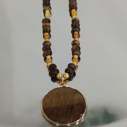 Tiger's Eye Pendant new with yellow and orange agate